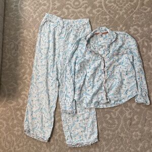 Anthropologie Paisley white and blue pajama set Reverie by NFC Size XS